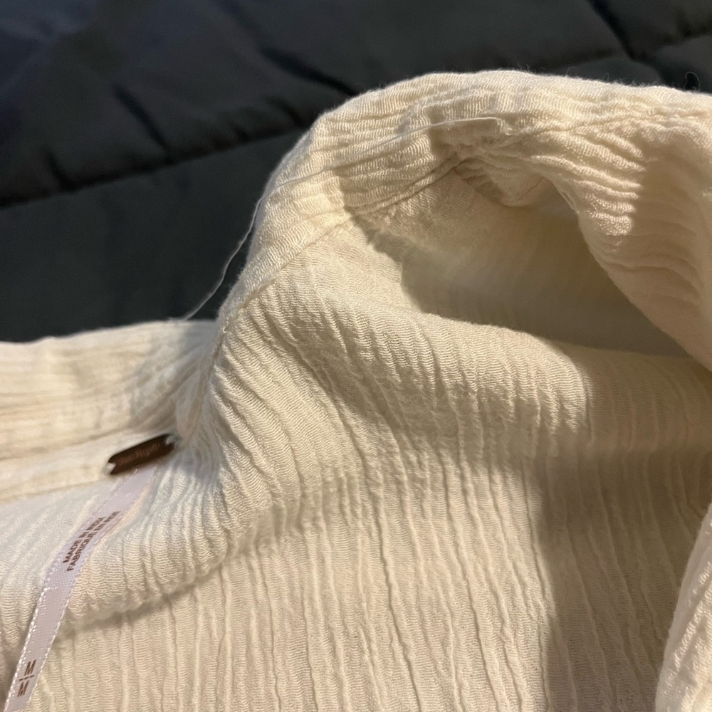Free People Cream Button-Up Blouse with Lace Details - Picture 13 of 13